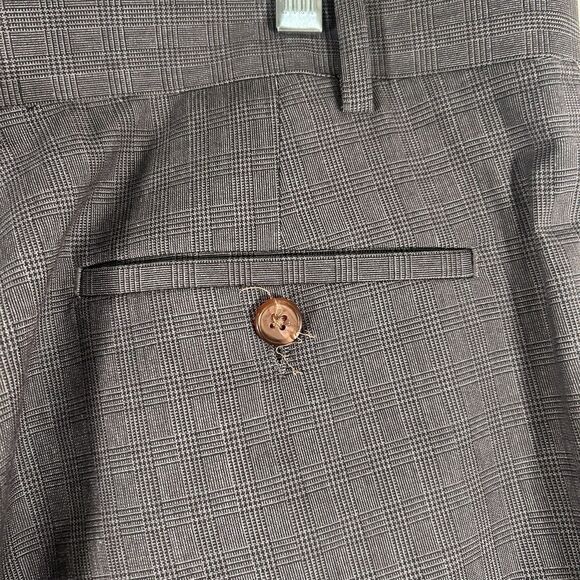Ralph Lauren Dress Pants Men's 40x32 Grey Plaid Flat Front Pockets Polyester - Picture 7 of 8